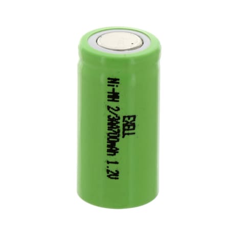 Exell Battery 2/3AA NiMH 700mAh 1.2V Flat top Rechargeable Battery EBC-506-0